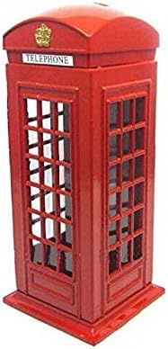 Original British English Metal Alloy Money Coin Spare Change Piggy London Street Red Telephone Booth Bank Souvenir Model Box Jar