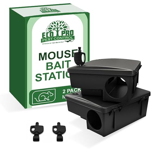 Rat Bait Stations by Eco Pro - Rat and Mouse Trap Alternative - Keep Pets and Children Safe - Pellet or Block (not Included) for Rats and Mice is Safely Placed Inside Under Lock and Key - 2 Pack