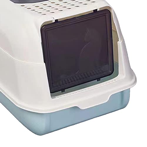 Gralara Enclosed Cat Litter Box Kitten Litter Box Litter Tray Hooded Top Entry Easy To Clean High Sides Litter Pan For Travel Indoor Rabbit, Blue #TOP2