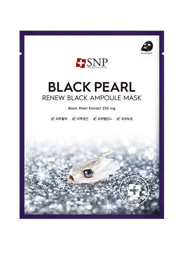 Snp - Black Pearl Renew Ampoule Korean Face Sheet Mask - Restoring & Rejuvenating Effects For All Oily Skin Types - 11 Sheets - Best Gift Idea For Mom, Girlfriend, Wife, Her, Women #TOP6