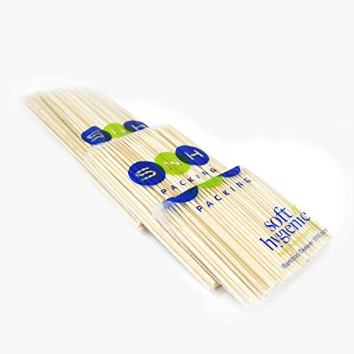 SNH Packing 100 Pieces Bamboo Sticks Wooden Skewers Sticks 20cm Strong For BBQ Barbecue, Kebab, Marshmallow, Roasting, Chocolate Fountain, Campfire Fondue.