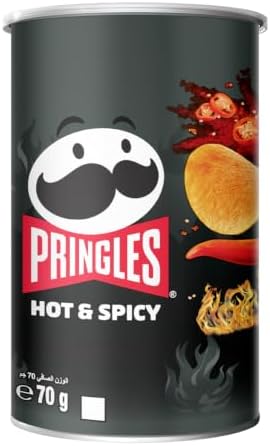 Pringles Hot & Spicy Flavour - Potato Chips - 70gm - Crispy Snack - Crunchy Snack Food for Movies, Games & More - On-the-Go Can