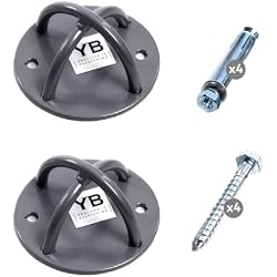 Ceiling Hooks - Industrial Strength Hold Up to 600 lbs, Includes Anchors & Bolts Yoga Starter Set - Suitable for Gym Rings, Suspensions, Indoor/Outdoor Use
