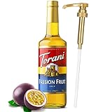 Passion Fruit Syrup for Drinks 25.4 Ounces, Torani with Little Squirt Syrup Pump
