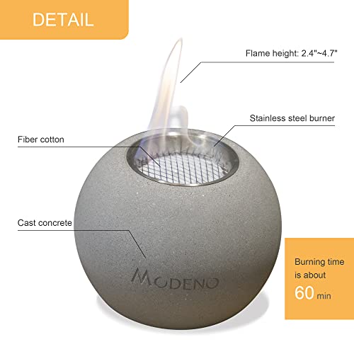 Bio Ethanol Fireplace Smokeless Portable Concrete Mini Tabletop Fire Pit Bowl Pot For Indoor Outdoor Garden Decor, 6.57In X 6.57In X 5.2In, Grey #TOP2