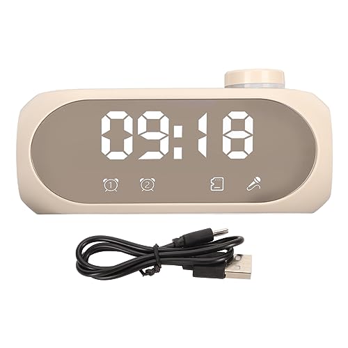 Radio-réveil Numérique, Affichage de la Température éclairage RVB Haut-Parleur sans Fil Multifonction BT 5.0 pour Les Voyages de Bureau (Beige)