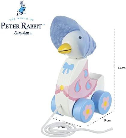 Peter Rabbit Toys - Jemima Puddleduck Pull Along Toy, Wooden - Early Development & Activity Toys, Baby Girl Gift, Toddler Boy, First Birthday - Official Licensed Peter Rabbit Gifts by Orange Tree Toys