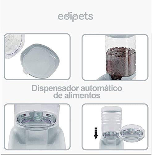 Miniatura 3 de Edipets, Dispensador Para Gatos Y Perros, Comida Y Agua, Pack 2 Unidades, Automático, 3.8 L C U, Comedero, Alimentador Y Bebedero Para Mascotas Gris