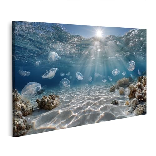 Tableau sur toile meduse deco salon amoureux de la nature