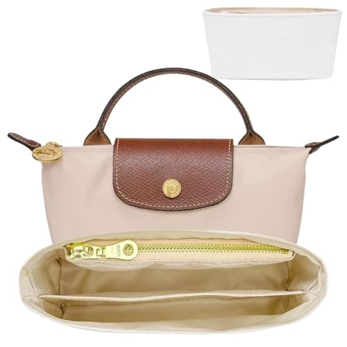 Lanmalaterra Purse Organizer Insert for Longchmp Le Pliage, Premium DuPont Paper Bag Organiser Insert for Mini Long Chap Bag bag Handbag Women, Tote Organizer with 5 Compartments