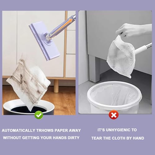 2026 Upgraded Automatic Cloth Changing Mini Mop,Zero Touch Mini Mops,lazy mop automatic gripping with Hands Free Push Pull Handle,Retractable Disposable Dust Mops for Multi Cleaning( 37.4in + 10*Cloth by Generic - Image 4