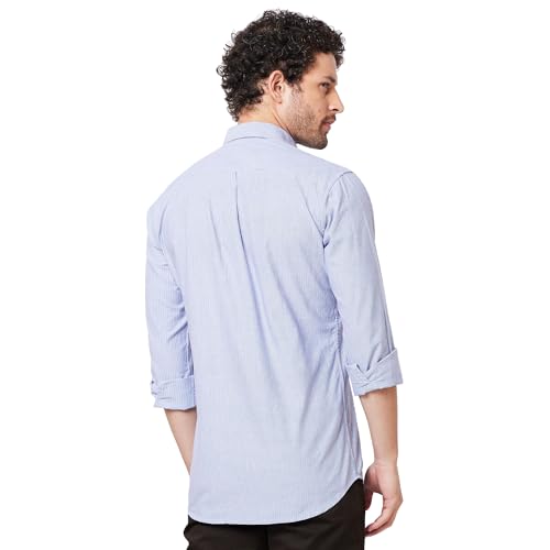 Image of KENNETH COLE New York Mens Slim Fit Cotton Spread Collar Long Sleeve Patch Pocket at Chest Casual Shirt