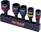 NordWolf 5-Piece SAE Nut Driver Set, Impact Magnetic Nut Setters Made From S2 Steel, Imperial Sizes