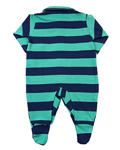 Macacão Bebê Piquet Listrado com Golinha Ursinho - Marinho M