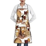 Poadnly Barril de cerveza y vino,Delantales de cocina con bolsillos, delantal de chef ajustable e impermeable.