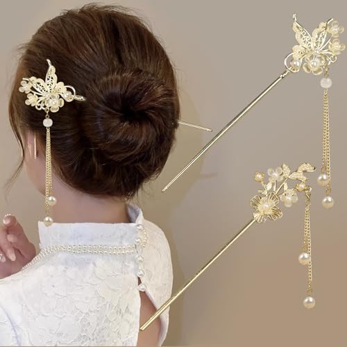 2 unidades de palitos de cabelo chinês Lírio do Vale para coques,...