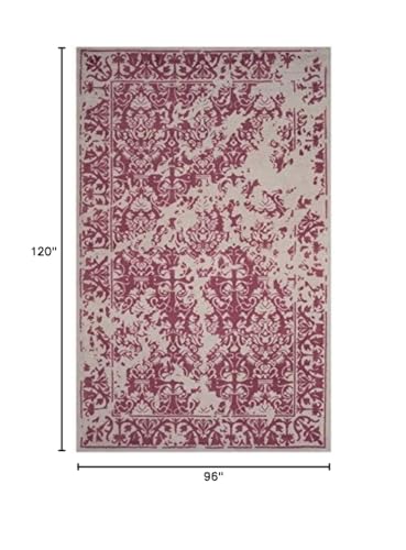 SAFAVIEH Restoration Vintage Collection Area Rug - 8' x 10', Silver & Purple, Handmade Distressed Wool, Ideal for High Traffic Areas in Living Room, Bedroom (RVT103J)