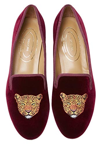 Image of Journey West Women's Velvet Loafer Flat with Embroidery Velvet Slippers