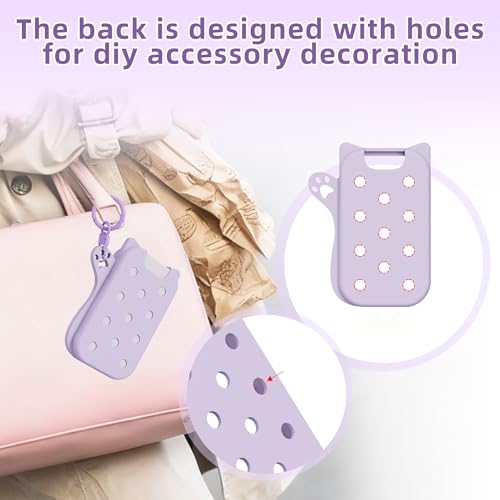 HOSYH Premium Silicone Case Hand Sanitizer Spray, Portable Keychain Holder Compatible Cute Cat Design (Purple) — view 4