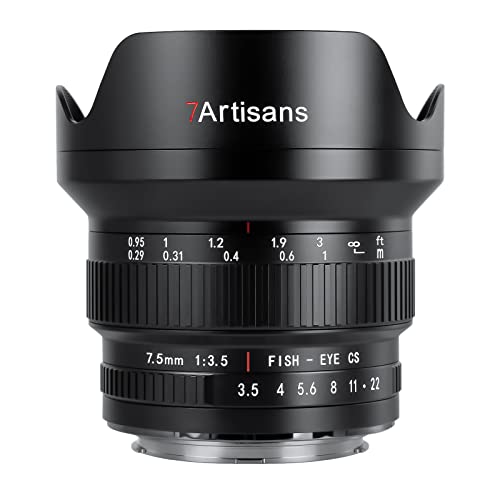 7artisans MF 7.5mm F3.5 APS-C 205° Ultra Wide-Angle Manual Fisheye Lens, Compatible with Nikon F DSLR Lens by 7artisans - Used condition - US$151.05