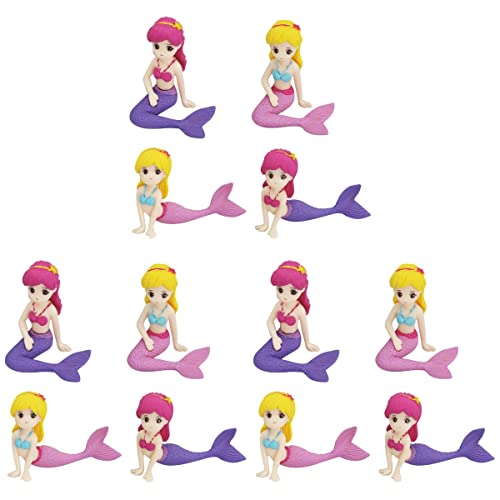 Gadpiparty 12 Pçs Estatuetas de Sereia Em Miniatura Bolo de Boneca de Sereia Enfeite de Bolo de Topo