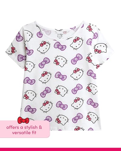 Image of Hello Kitty Girls Shirts - Short Sleeve Cute Casual Crewneck Graphic Tees Shirts for Girls Tops T-Shirt (Sizes: 4-12),