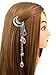 QTMY Moon Rhinestone Tassel with Crystal Beads Charms Hair Clip Pin Hair Chain Jewelry Hair Accessories (Silver)