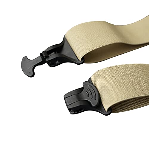 Melo Tough Y Back Suspenders Airport Friendly Suspenders,No Buzz With Plastic Clip 1.5 Inch Fully Elastic Braces (Khaki) #TOP6