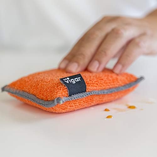 VIGAR Double Sided Microfibre Sponge-Pack of 4 Units, Microfiber-Super absorbent and soft to the touch, Mediano