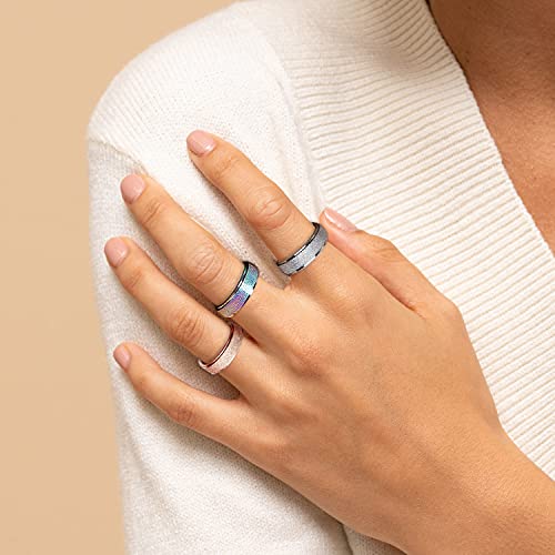 Laoyou Spinner Ring For Women Anxiety Relief - 6Mm Stainless Steel Glitter Rose Gold Silver Rainbow 3Pcs Fidget Rings Band Pack Mother's Day Birthday Gifts For Mom Daughter Girlfriend Girls Size 7 #TOP2