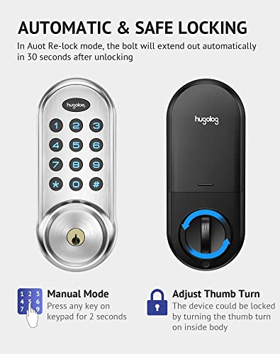 Hugolog Keyless Entry Door Lock With Keypad,Deadbolt Lock Electronic, Motorized Auto-Locking Easy Easy Installation High Security Material For Metal Home & Office #TOP4