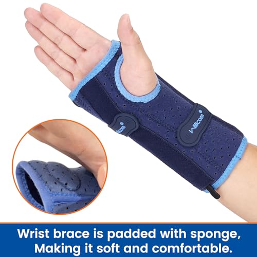 Willcom Quick Wrap Wrist Brace for Carpal Tunnel Syndrome, Night Sleep Support, Hand Splint for Arthritis Pain, Sprain, Sports Injuries (Left-Medium,6-8.5 inch)