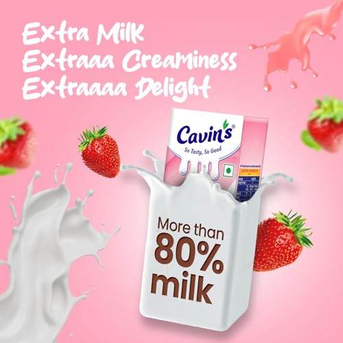 Image of Cavin's Strawberry Milkshake | Enriched With Zinc, Vitamin A & D For Immunity Support | 189g