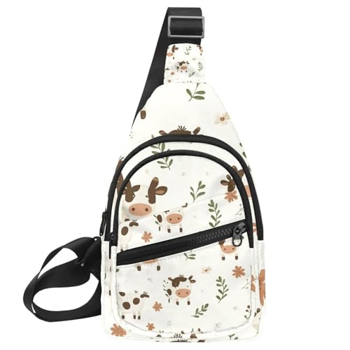 Sac à dos en bandoulière motif vache pour les sorties urbaines des hommes