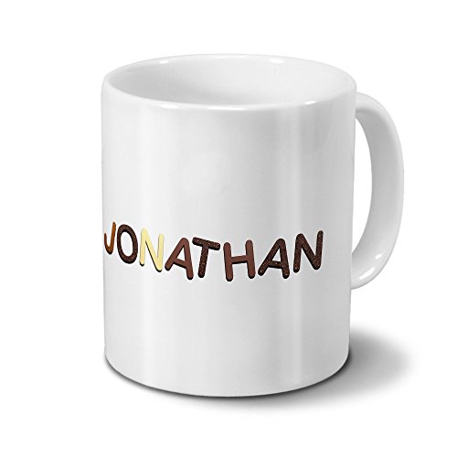 Bild: printplanet Tasse mit Namen Jonathan - Motiv Schokoladenbuchstaben - Namenstasse, Kaffeebecher, Mug, Becher, Kaffeetasse - Farbe Wei� f�r 10,99 EUR bei amazon.de