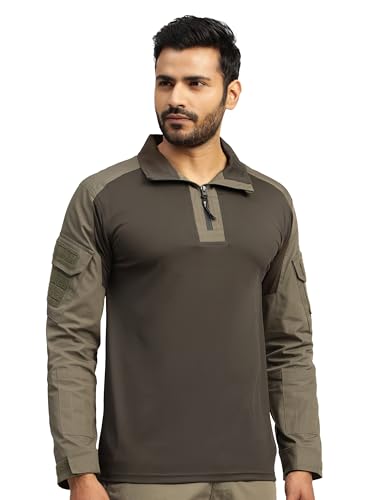 Image of MOUNTMILLER Mens Full Sleeve Ripstop Tactical Polo T-Shirt | UV Protective| Ideal for Hiking & Trekking, Outdoor