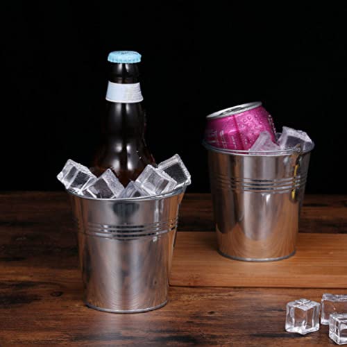 Mini Tinplate Buckets Mini Metal Buckets Metal Pail Tinplate Tin Pails Containers With Handles Snack Buckets Ice Buckets French Fries Tin Pails Wine Beer Drinks Cooler Container #TOP7