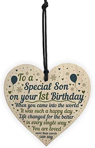 RED OCEAN 1st Birthday Baby Boy Wooden Heart Plaque Gift For Son From Mummy Daddy First Birthday Decorations Keepsake