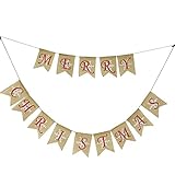 Natural Jute Burlap Merry Christmas Garlands Banner for Holiday Decoration , Displaying and Embellishing