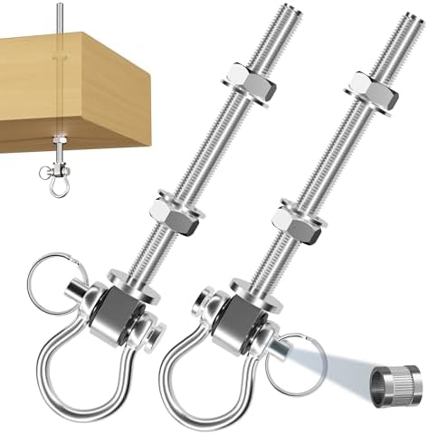 EFEALL Schaukelhaken Lager, 2 Stück M10×180 mm Edelstahl 680 kg Tragkraft | Edelstahl Schaukel Befestigung für Hängematte, Schaukelgestell, Hängesessel, Durchschraubmontage an Holz