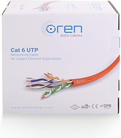 Oren CAT6 305m Ethernet Cable - 23 AWG Pure Copper Wire - B2ca - 400 MHz Bandwidth UTP Internet LAN Network Cable - Halogen Free, Non-Corrosive, Flame Retardant - Gigabit High Speed Ethernet Cable
