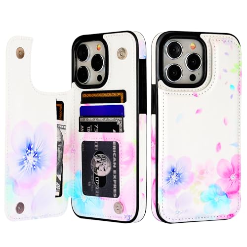 HAOPINSH Wallet Case with Card Holder for iPhone 15 Pro Max,Pale Flower by HAOPINSH - Used condition - US$8.82