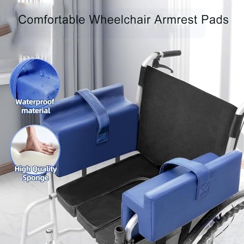 Almohadillas para reposabrazos de silla de ruedas, cojín de apoyo lateral con correa de fijación, fácil de limpiar para personas mayores y personas con discapacidad, 10 cm de ancho
