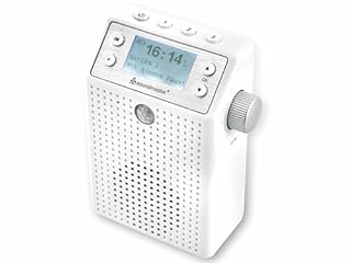 Soundmaster DAB60WE - Radio Da Doccia, Radio Da Piscina, Radio Portatile con DAB+/FM-RDS, Cassa Bluetooth Doccia, 20 Stazioni Preimpostate, Funzione Vivavoce, Rilevatore di Movimento