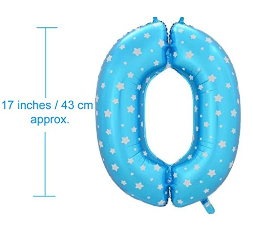 Image of AMFIN 17 inch 0 Number Foil Balloon, Birthday Decoration Items [Helium Supported] - Blue