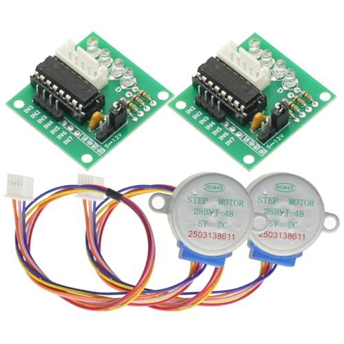 2Pcs 5V 4-Phase 28BYJ-48 DC Motor Gear Step Stepper Motor Driver ULN2003 Driver Board ULN2003 for Arduino PI PIC Raspberry Pi MCU DIY