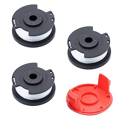 Bobina para Desbrozadora 3 Piezas Línea de Bobina de Corte de Césped para bobina de recambio para cortacésped Bosch (Longitud: 6m, Ø1,65mm con tapa de bobina) ART 24, 27, 30 y ART 30-36 LI