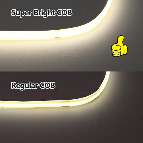 Image of GOMING 24V Super Bright COB LED Strip Natural White 4000K IP65 Waterproof | 16.4ft(5M) 621LM /FT 14.5W /M CRI 93+ High Density 480LED /M LED Tape Lights for DIY Home Decor(Power Supply not Included)