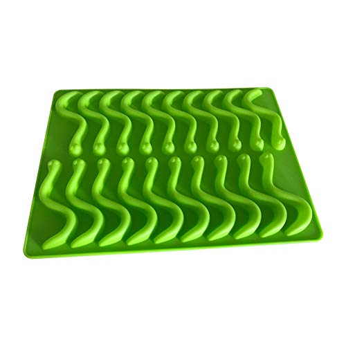 Chyir Candy Silicone Molds & Ice Cube Trays,2 Pack Gummy Worm Molds 20 Cavities With Bonus Dropper (Red, Green) #TOP3