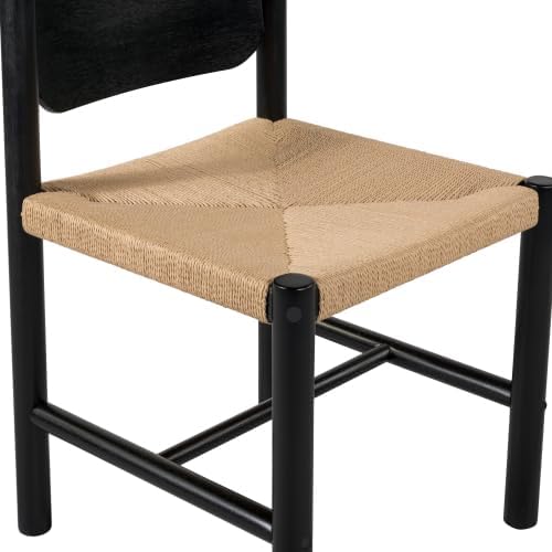Miniatura 7 de Juego de 2 sillas de comedor de madera con asiento de cuerda de papel, sillas de cocina sin brazos, sillas de escritorio para comedor, sala de